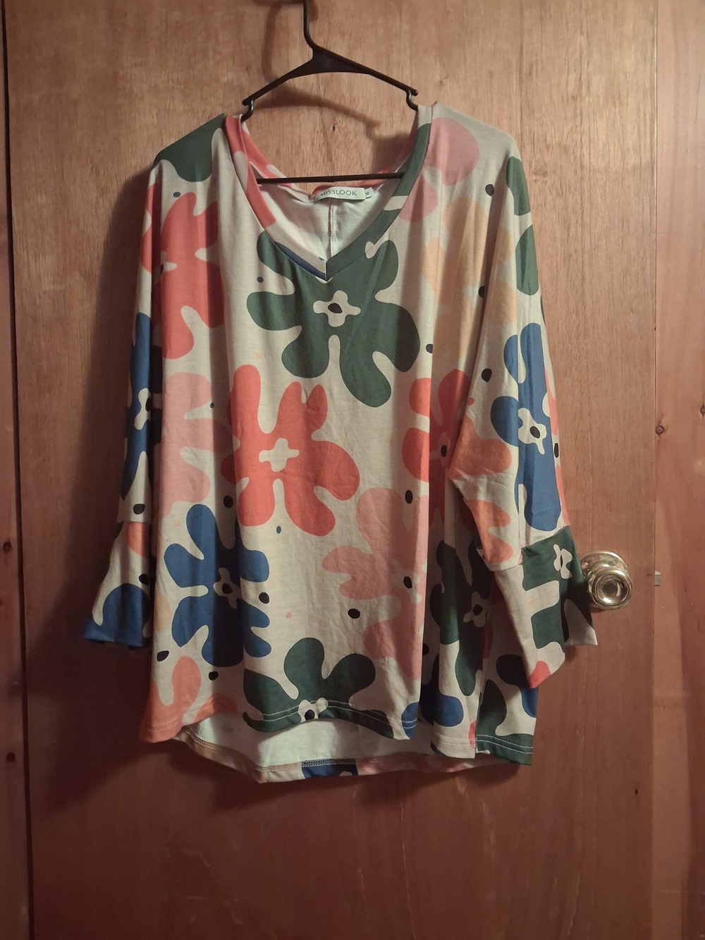 MISSLOOK Multicolor Floral V-Neck Tunic Top